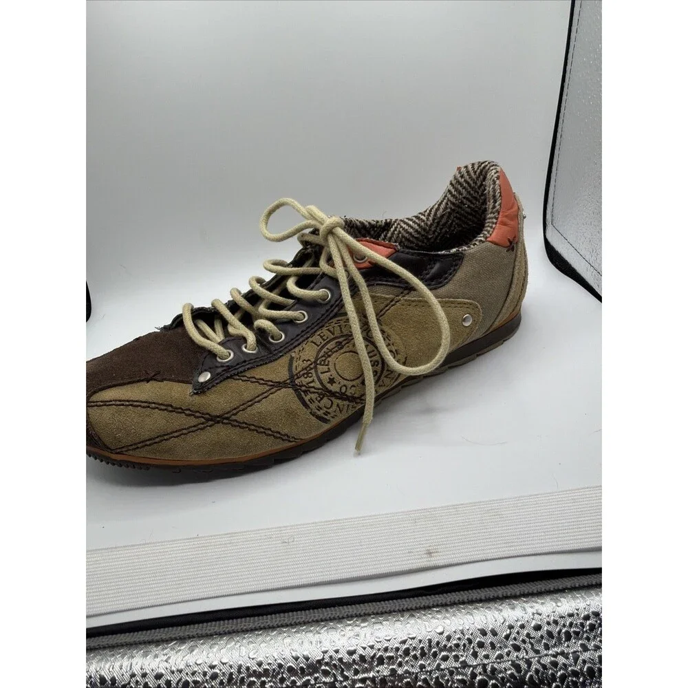 Levi’s Men’s Size 10 EC094 Brown Suede Canvas Tweed Mix Casual Sneakers